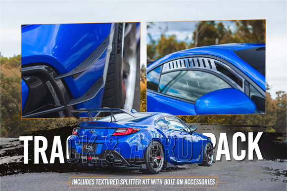 FLOW Designs  ZD8 BRZ STI Full Lip Splitter Set (TEXTURED BLACK) - MODE Auto Concepts