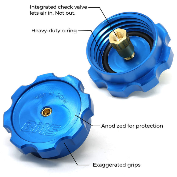 Burger 9874457870 image 6 of 7: BMS Billet Water/Methanol Injection (WMI) Tank Cap with Safety Check Valve