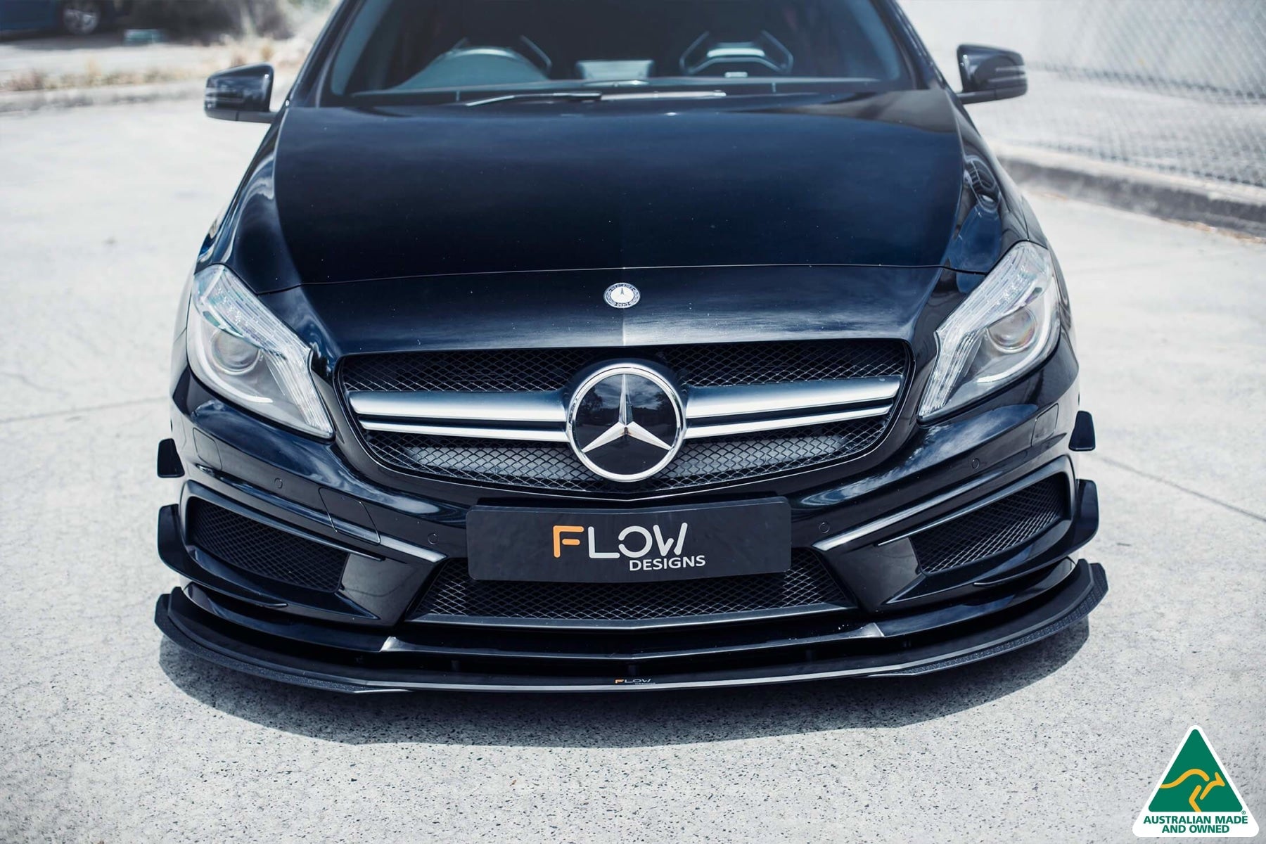 FLOW Designs  A45 AMG W176 (PFL) Front Lip Splitter Extensions (Pair) - MODE Auto Concepts