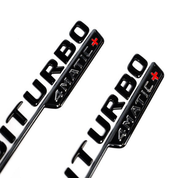 Emblex Gloss Black V8 BiTurbo 4MATIC+ Side Fender Badge Emblem for Mercedes-Benz AMG GLC63 S X253 C253 - MODE Auto Concepts