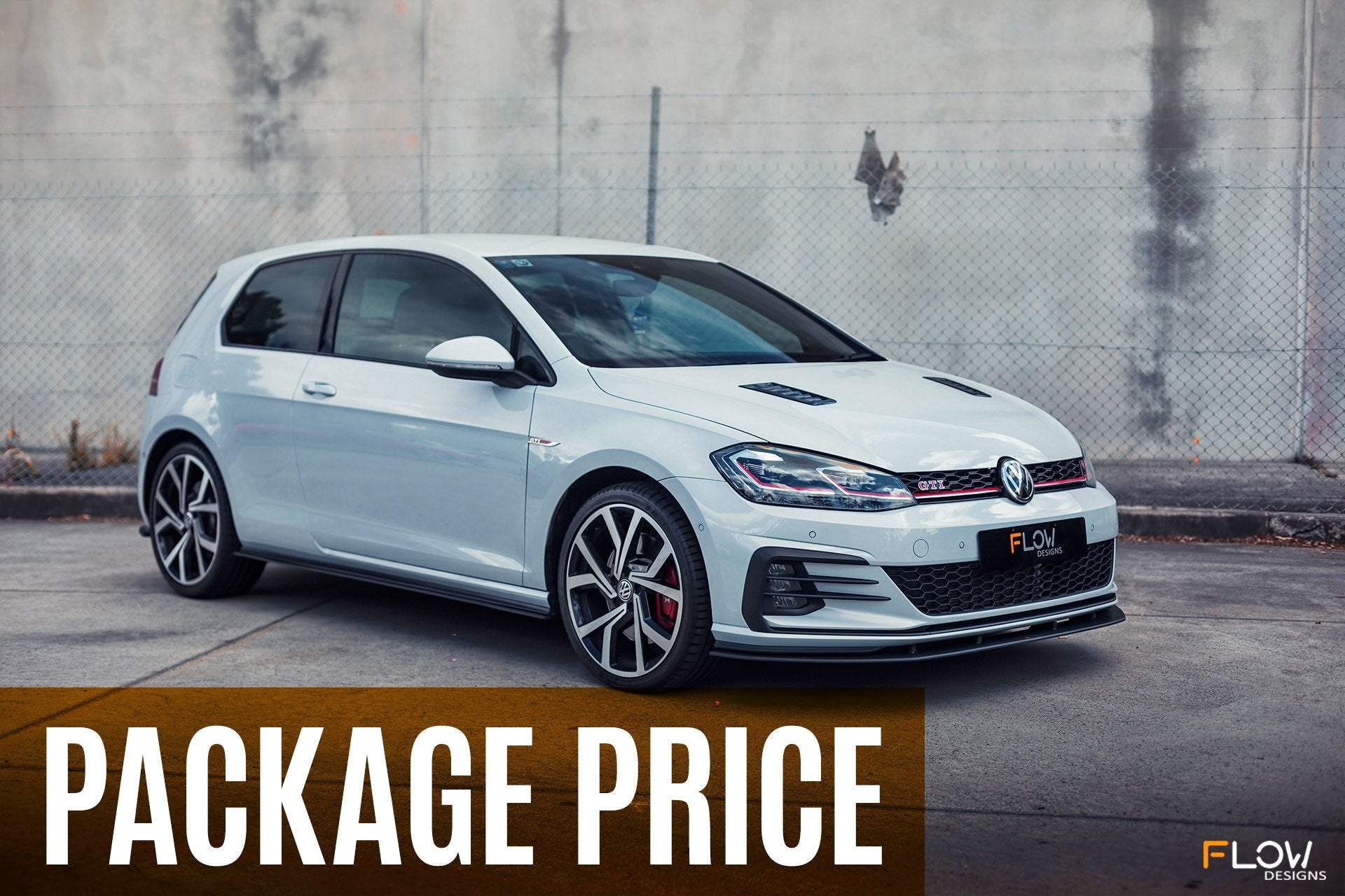 FLOW Designs  MK7.5 Golf GTI Full Lip Splitter Set with Flow-Lock Rear Diffuser