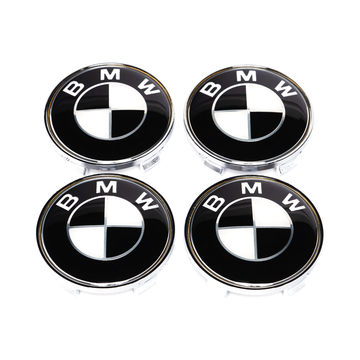 Emblex BMW Style Stealth Black / White Wheel Center Cap 68mm for BMW 1 2 3 4 5 6 7 8-Series 1M M2 M3 M4 X5M X6M Z3 Z4 Z8 - MODE Auto Concepts