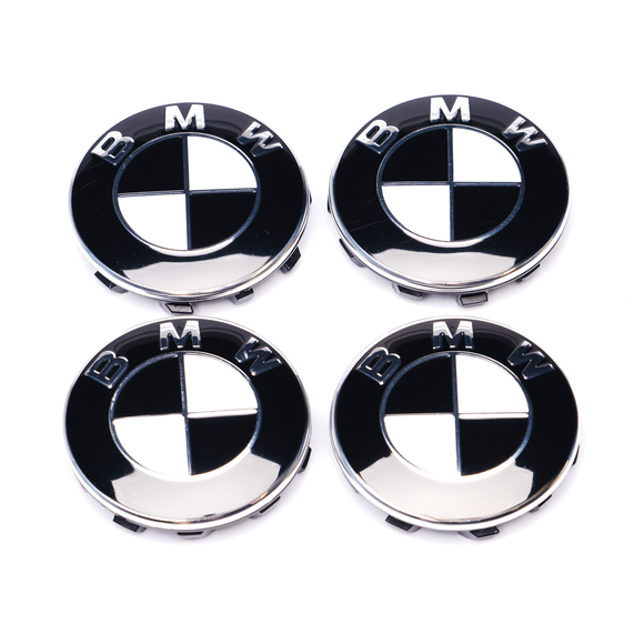 Emblex BMW Style Stealth Black / White Wheel Center Cap 56mm for BMW 1 2 3 5 7 8 X1 X2 X3 X4 X5 X6 X7 - MODE Auto Concepts