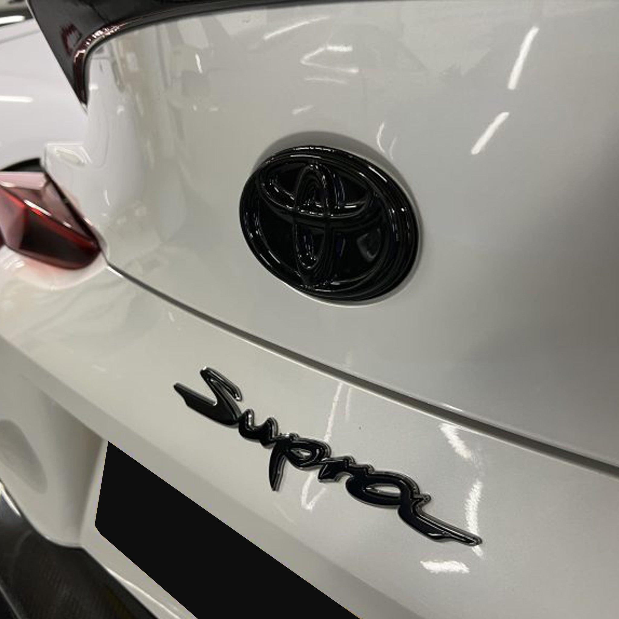 Emblex Gloss Black w. Chrome Outer Supra Rear Badge Emblem for Toyota Supra A90 - 0