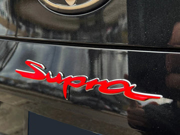 Emblex Gloss Red w. Chrome Outer Supra Rear Badge Emblem for Toyota Supra A90 - MODE Auto Concepts