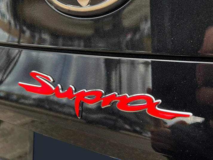 Emblex Gloss Red w. Chrome Outer Supra Rear Badge Emblem for Toyota Supra A90 - 0
