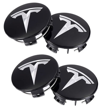Emblex Tesla Style Black and Silver Wheel Centre Caps Hammer Emblem for Tesla Model S 3 X Y - MODE Auto Concepts