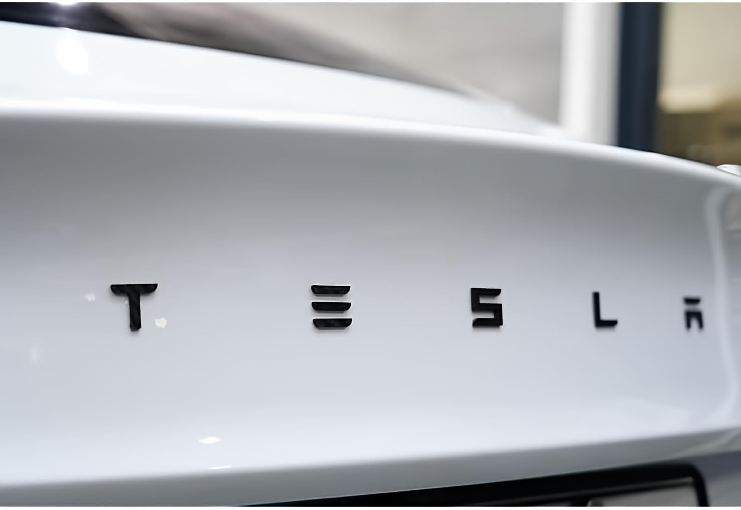 Emblex Tesla Style Gloss Black Rear Badge T-E-S-L-A Lettering for Tesl ...