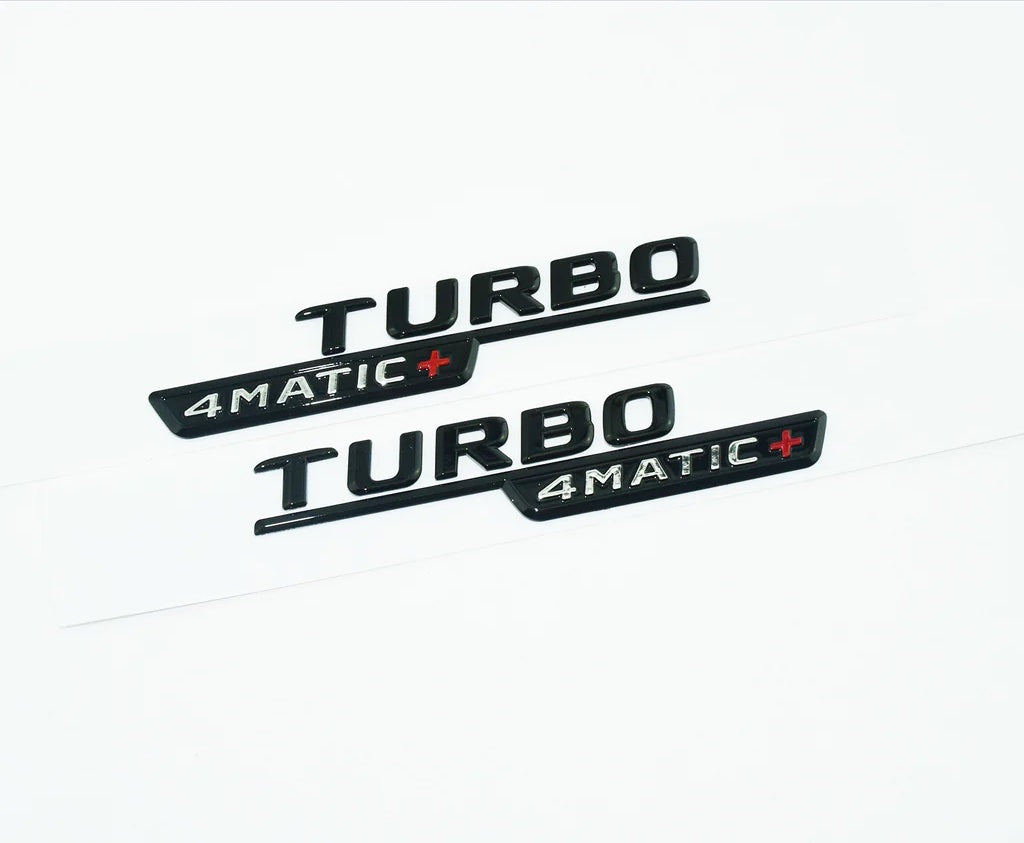 Exon Gloss Black AMG Turbo 4MATIC+ Side Fender Badge Emblem for Mercedes Benz A45s AMG W177 - MODE Auto Concepts