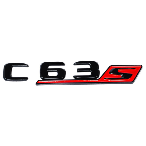 Emblex Gloss Black & Red C63s Badge Emblem for Mercedes Benz AMG C63 S W205 - MODE Auto Concepts