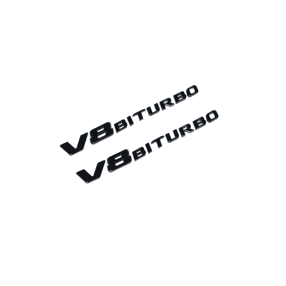 Emblex Gloss Black V8 BiTurbo Side Fender Badge Emblem for Mercedes Benz AMG C63 S W205 - MODE Auto Concepts