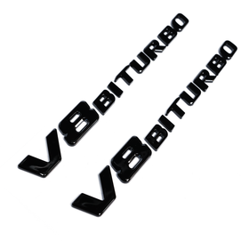 Emblex Gloss Black V8 BiTurbo Side Fender Badge Emblem for Mercedes Benz AMG C63 S W205 - MODE Auto Concepts