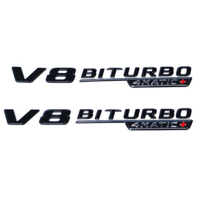 Emblex Gloss Black V8 BiTurbo 4MATIC+ Side Fender Badge Emblem for Mercedes-Benz AMG GLC63 S X253 C253 - MODE Auto Concepts