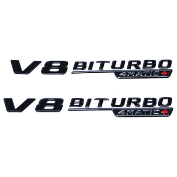 Emblex Gloss Black V8 BiTurbo 4MATIC+ Side Fender Badge Emblem for Mercedes-Benz AMG GLC63 S X253 C253 - MODE Auto Concepts