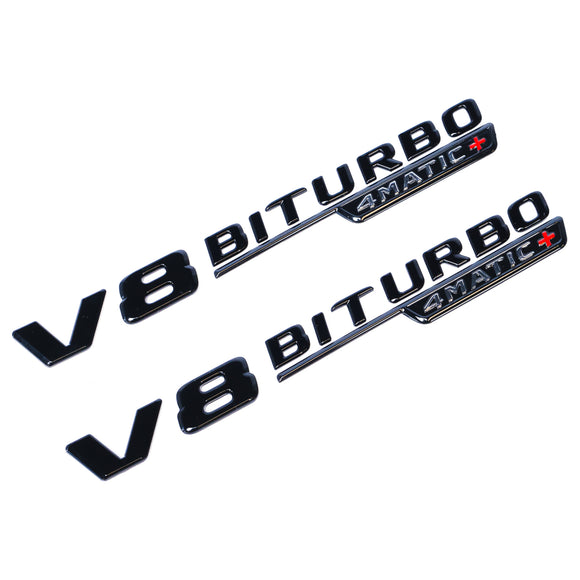 Emblex Gloss Black V8 BiTurbo 4MATIC+ Side Fender Badge Emblem for Mercedes-Benz AMG GLC63 S X253 C253 - MODE Auto Concepts