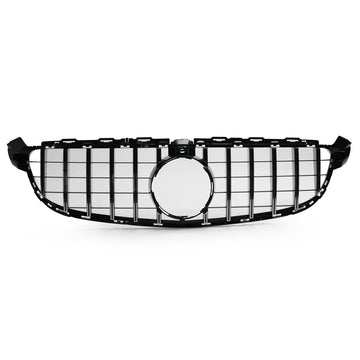 Exon Gloss Black w. Chrome Strip Panamericana GT Style Grille for Mercedes Benz C63/C63s AMG W205 (15-21) - MODE Auto Concepts