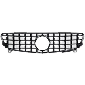 Exon Gloss Black w. Chrome Strip Panamericana GT Style Grille for Mercedes Benz A-Class & A45 AMG W176 Facelift (16-18) - MODE Auto Concepts