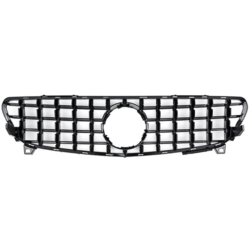 Exon Gloss Black w. Chrome Strip Panamericana GT Style Grille for Mercedes Benz A-Class & A45 AMG W176 Facelift (16-18) - 0