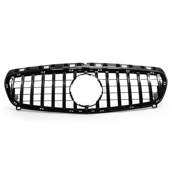 Exon Gloss Black w. Chrome Strip Panamericana GT Style Grille for Mercedes Benz A-Class & A45 AMG W176 Pre-Facelift (12-15) - MODE Auto Concepts