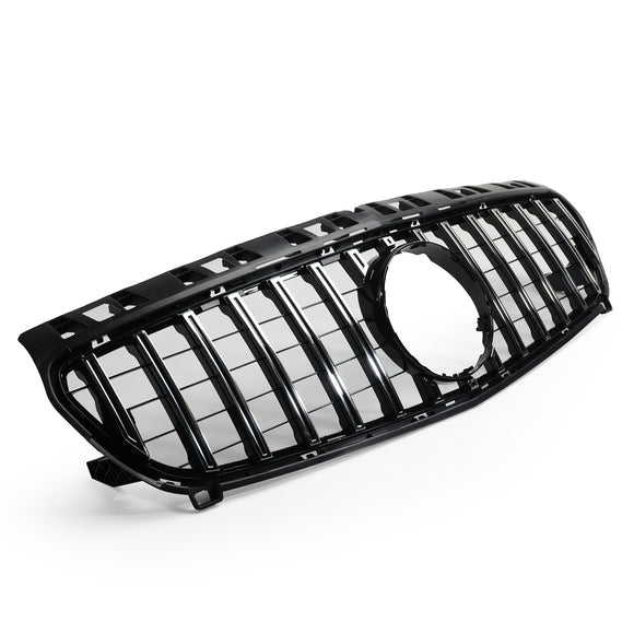 Exon Gloss Black w. Chrome Strip Panamericana GT Style Grille for Mercedes Benz A-Class & A45 AMG W176 Pre-Facelift (12-15) - MODE Auto Concepts