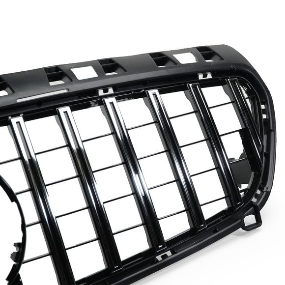 Exon Gloss Black w. Chrome Strip Panamericana GT Style Grille for Mercedes Benz A-Class & A45 AMG W176 Pre-Facelift (12-15) - MODE Auto Concepts