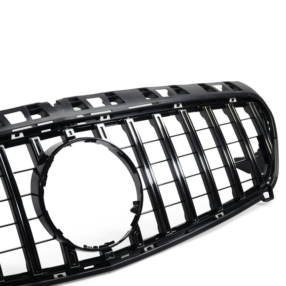 Exon Gloss Black w. Chrome Strip Panamericana GT Style Grille for Mercedes Benz A-Class & A45 AMG W176 Pre-Facelift (12-15) - MODE Auto Concepts