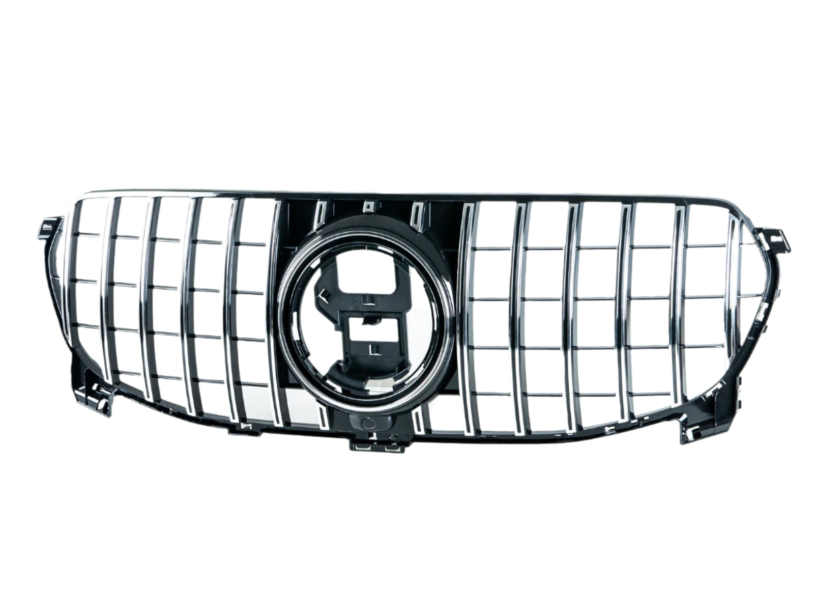 Exon Gloss Black w. Chrome Strip Panamericana GT Style Grille for Mercedes Benz GLE-Class & GLE43 GLEC63 AMG W166 Facelift (16-19) - MODE Auto Concepts