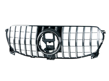 Exon Gloss Black w. Chrome Strip Panamericana GT Style Grille for Mercedes Benz GLE-Class & GLE43 GLEC63 AMG W166 Facelift (16-19) - MODE Auto Concepts