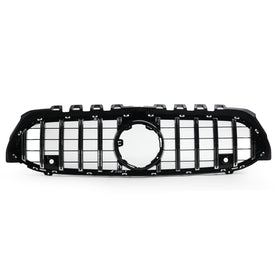 Exon Gloss Black w. Chrome Strip Panamericana GT Style Grille for Mercedes Benz A-Class & A35 AMG W177 (18-23) - MODE Auto Concepts