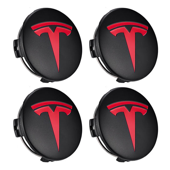 Emblex Tesla Style Black and Red Wheel Centre Caps Hammer Emblem for Tesla Model S 3 X Y - MODE Auto Concepts