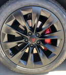 Emblex Tesla Style Black and Red Wheel Centre Caps Hammer Emblem for Tesla Model S 3 X Y - MODE Auto Concepts