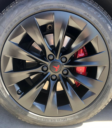 Emblex Tesla Style Black and Red Wheel Centre Caps Hammer Emblem for Tesla Model S 3 X Y - MODE Auto Concepts