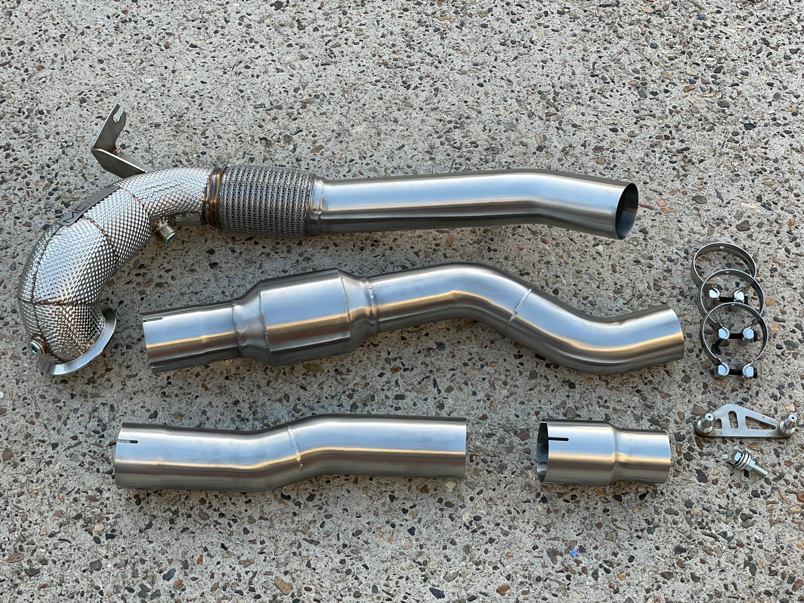 MODE Design Decatted 3.5" Downpipe V2 MQB AWD VW Golf MK8 R Audi S3 8Y 2.0T EA888 - MODE Auto Concepts