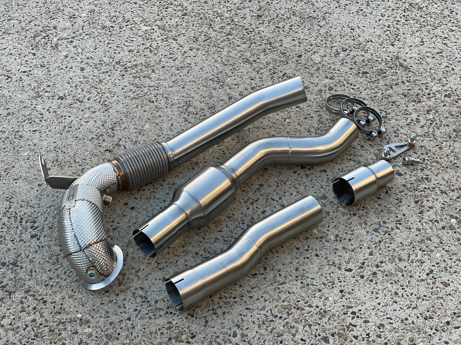 MODE Design 200cpsi Catted 3.5" Downpipe V2 MQB AWD VW Golf MK8 R Audi S3 8Y 2.0T EA888 - MODE Auto Concepts