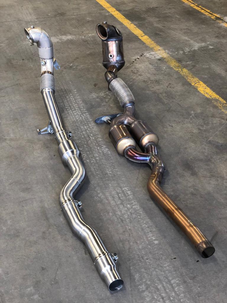 MODE Design Decatted 3.5" Downpipe V2 MQB AWD VW Golf MK8 R Audi S3 8Y 2.0T EA888 - MODE Auto Concepts
