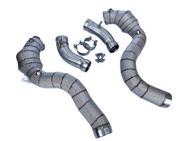 MODE Design 200cpsi Catted 3.5" Downpipes w. Heat Shield V2 GLC63s AMG Mercedes Benz X253 C253 - MODE Auto Concepts