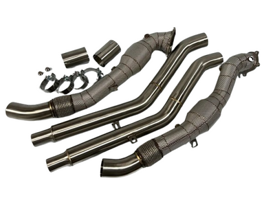 MODE Design 200cpsi Catted Downpipes w. Heat Shield & Front Pipes for Audi S6 RS6 S7 RS7 C7 4G - MODE Auto Concepts