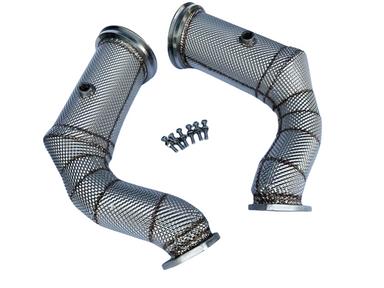 MODE Design 200cpsi Catted Downpipes w. Heatshield for Bentley Bentayga - MODE Auto Concepts