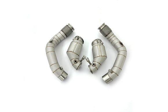 MODE Design 200cpsi Catted Downpipes w. Heatshield for S63 BMW M5 F90 M8 F91 F92 F93