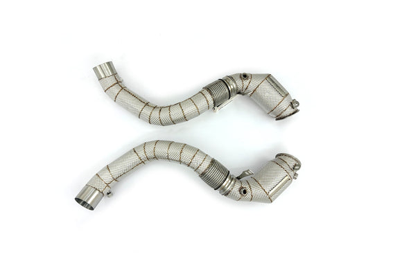 MODE Design 200cpsi Catted Downpipes w. Heatshield for S63 BMW M5 F90 M8 F91 F92 F93