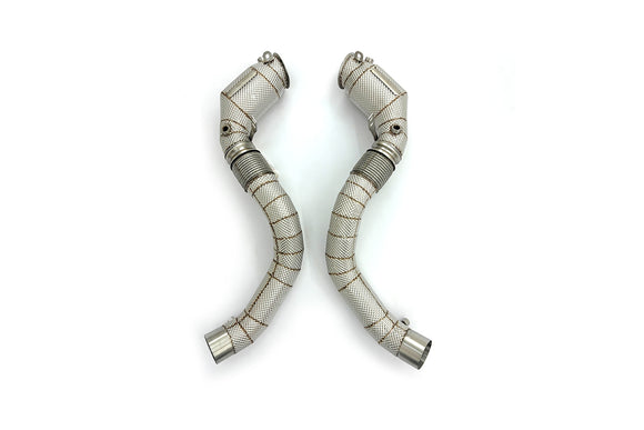 MODE Design 200cpsi Catted Downpipes w. Heatshield for S63 BMW M5 F90 M8 F91 F92 F93