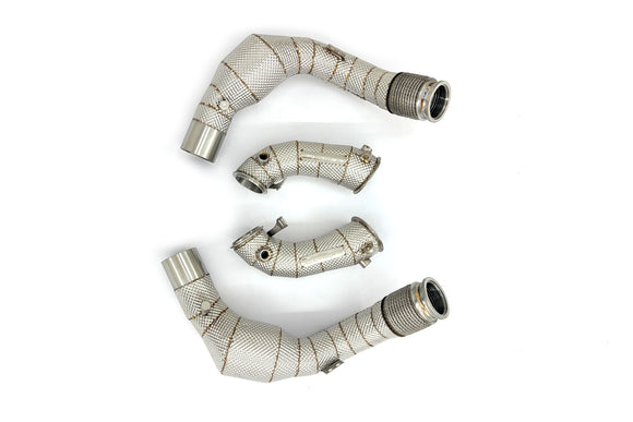 MODE Design 200cpsi Catted w. Heat Shield Downpipe S63R S63 BMW X5M F95 X6M F96