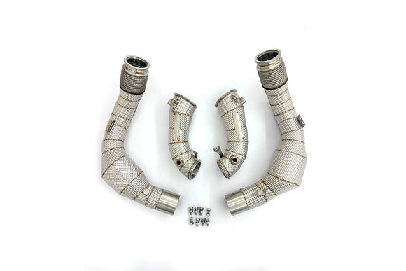 MODE Design 200cpsi Catted w. Heat Shield Downpipe S63R S63 BMW X5M F95 X6M F96
