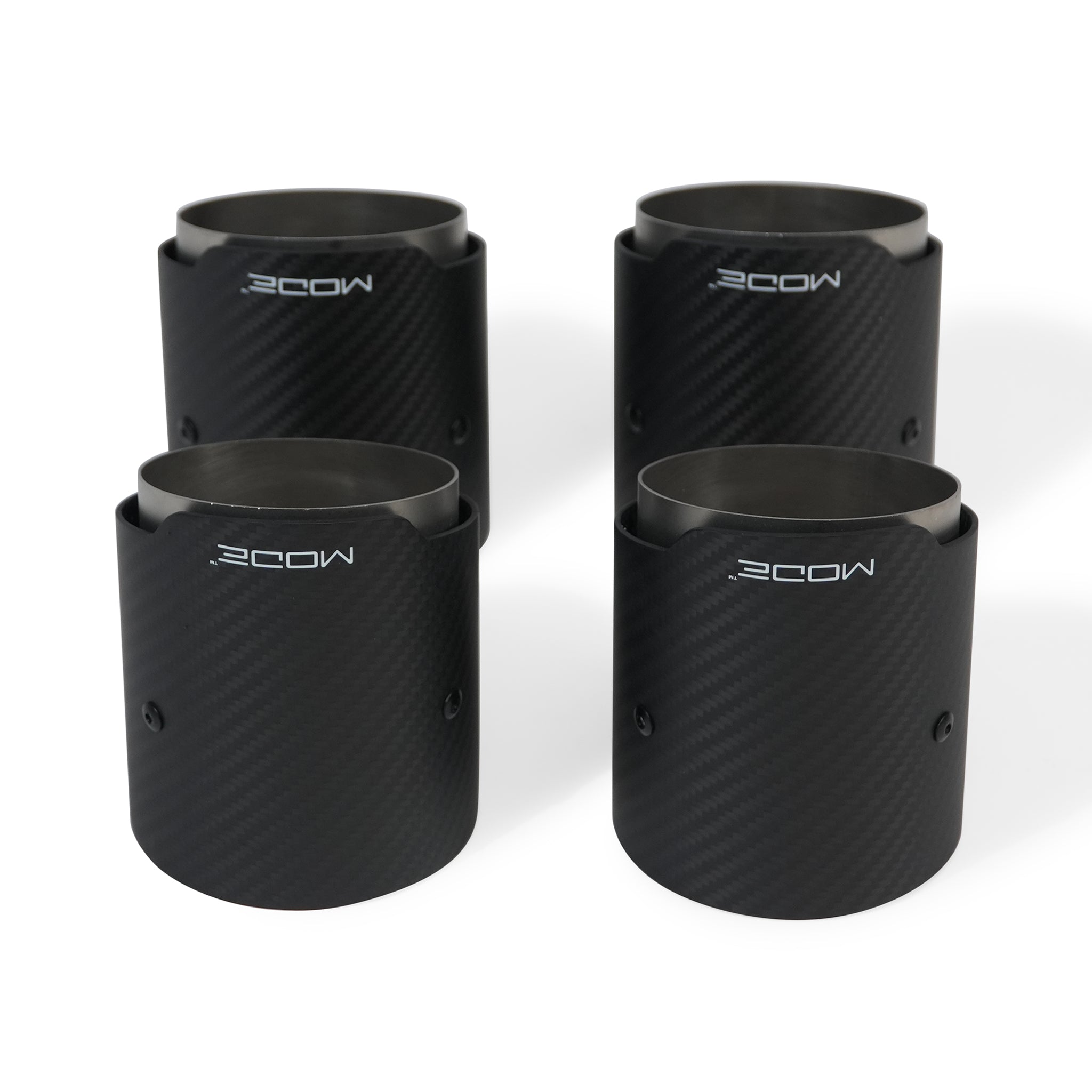 MODE Design 3.75" (95mm) Carbon Angle Cut Clamp-On Exhaust Tips for BMW M3 F80 M4 F82 & M2 Competition F87 M5 F10 M6 F06 F12 F13 - MODE Auto Concepts