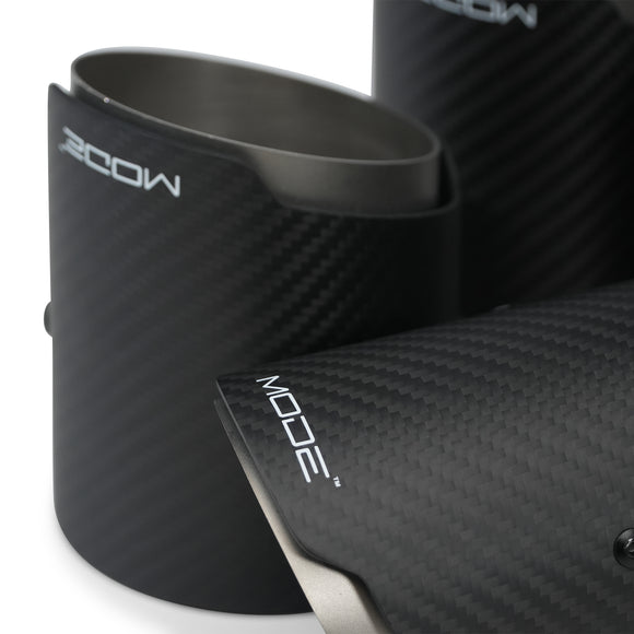 MODE Design 3.75" (95mm) Carbon Angle Cut Clamp-On Exhaust Tips for BMW M3 F80 M4 F82 & M2 Competition F87 M5 F10 M6 F06 F12 F13 - MODE Auto Concepts