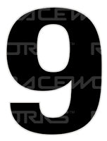 Track Day 280mm Black Number Zero to Nine [0-9] Sticker / Decal Motorsport Australia CAMS Approved