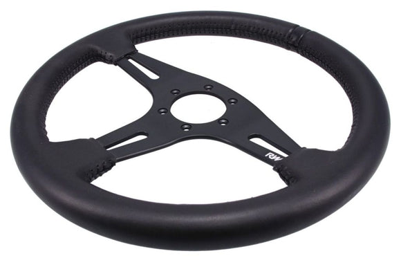 Motorsport Steering Wheel 194 Black Leather 350mm Flat
