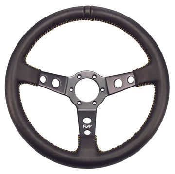 Motorsport Steering Wheel 196 Black Leather 350mm Deep Dish
