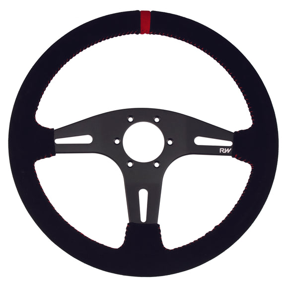 Motorsport Steering Wheel 195 Black Suede 350mm Flat