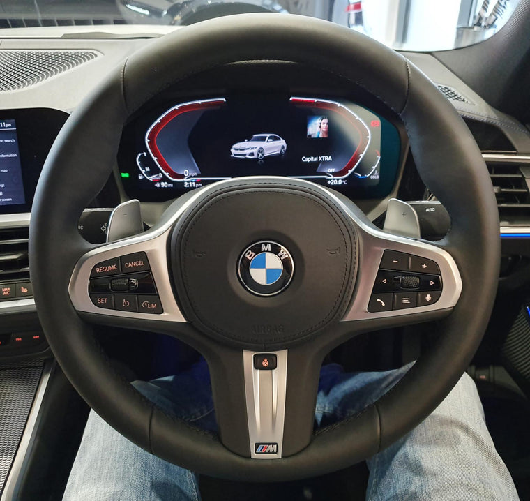 MODE "GTS" & "CS" style Suede Custom Steering Wheel Cover for BMW M3 G80 M4 G82 F90 M5 F95 X5M F96 X6M & G-Series M-Sport Models
